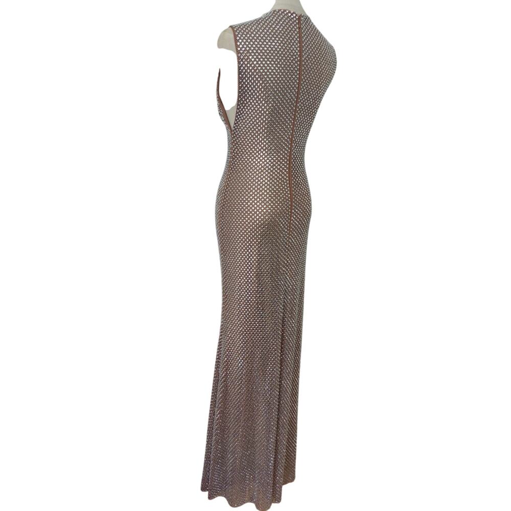 Self-Portrait Silver Rhinestone Mesh Midi Dress US 6 - Picture 9 of 11